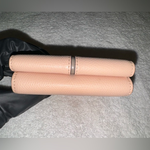 Fendi COA O'Lock Wallet Micro Trifold Rose Pink Tortora Gray Calf Leather - Picture 5 of 16